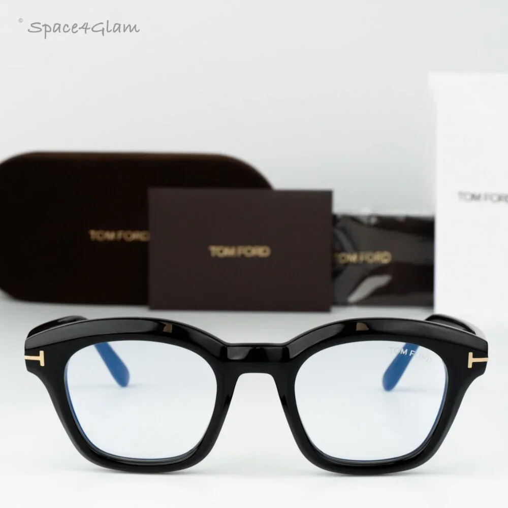 Tom Ford Women Eyeglasses Black Blue Light Block Square FT5961-B 001 BRAND NEW